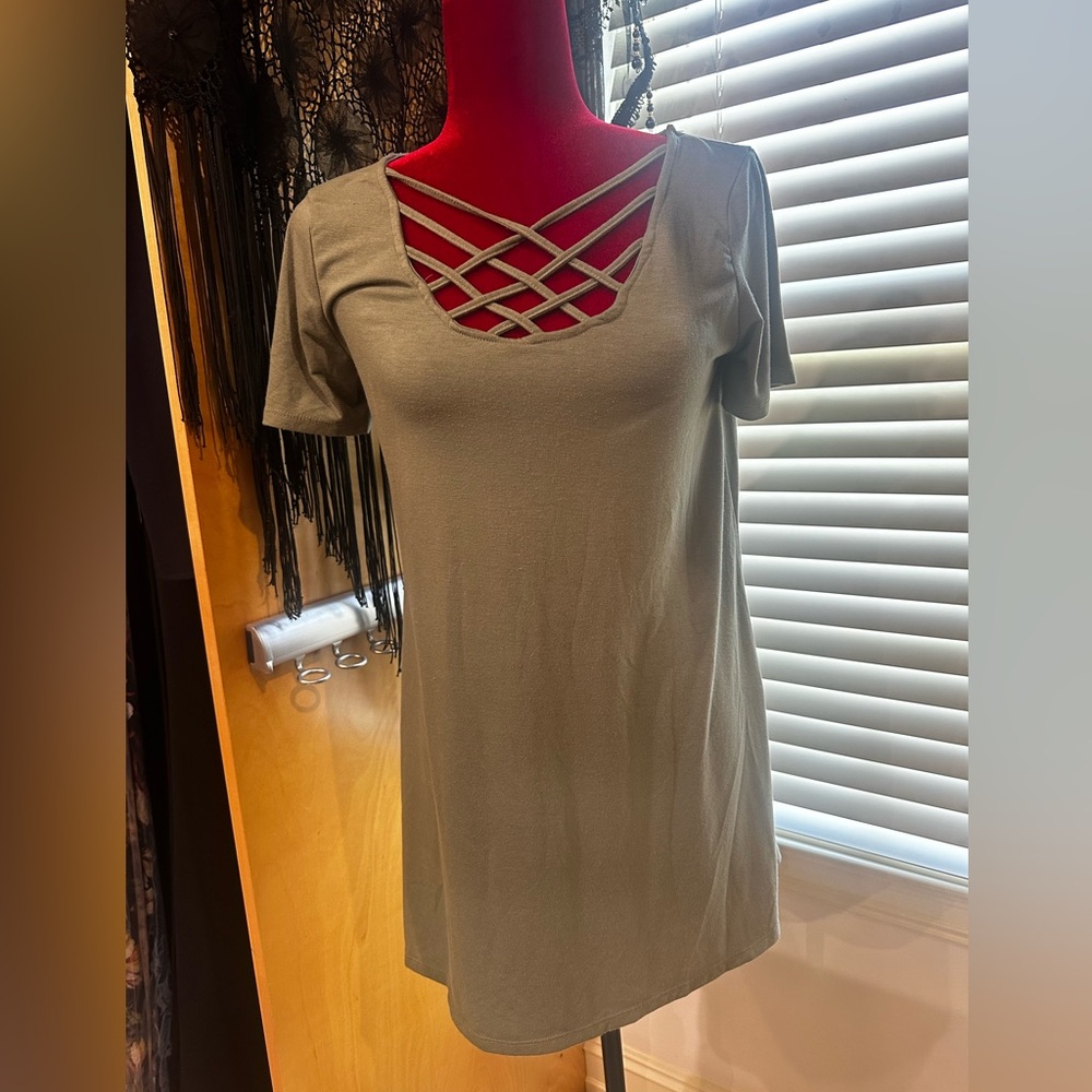 Medium Zenana Premium Women’s Shirt Sea Foam Green with crisscross chest